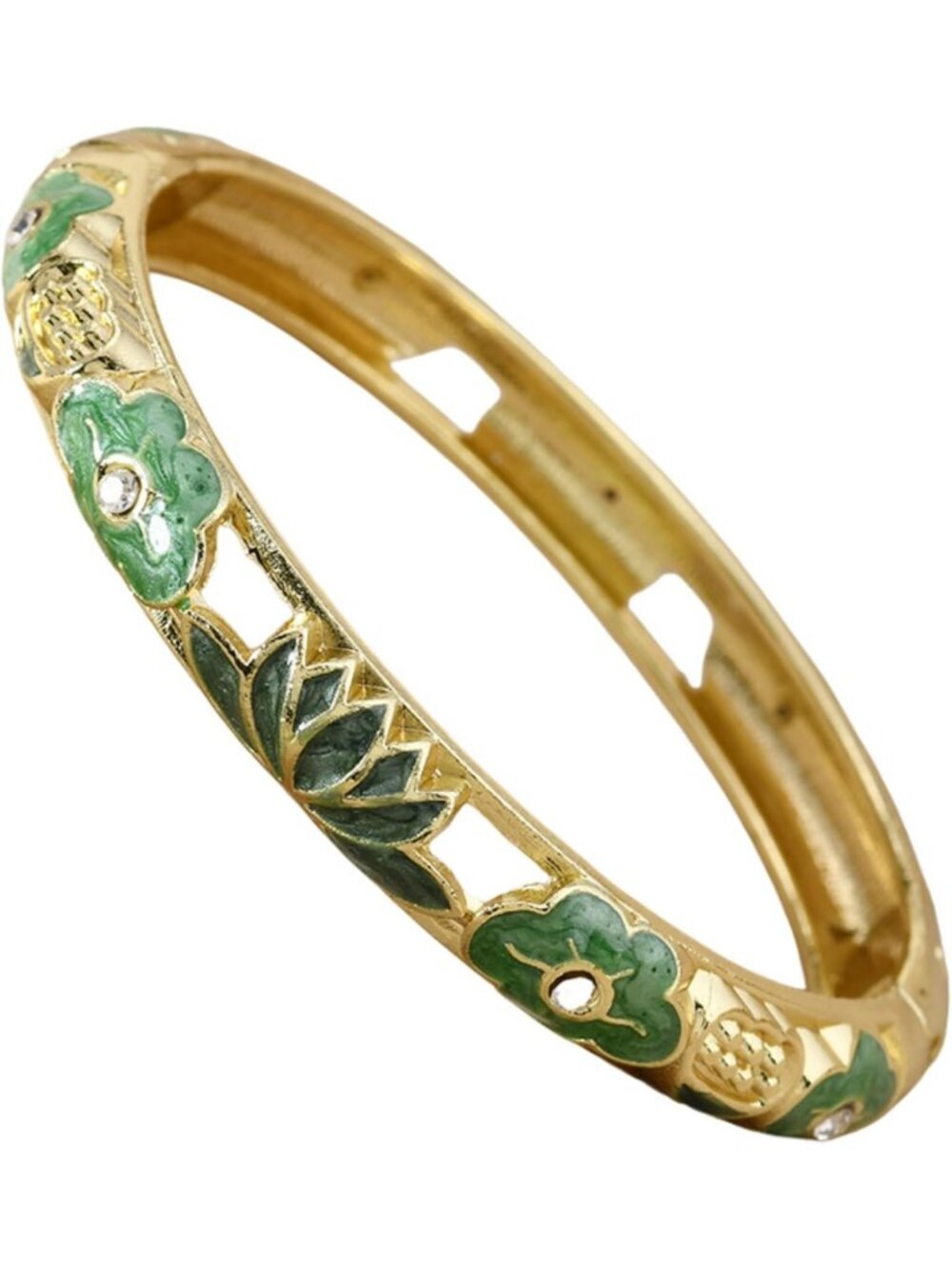 Multi-Tone Cloisonne Bracelet for Women, Vintage Chunky Bangle, Stackable Gift
